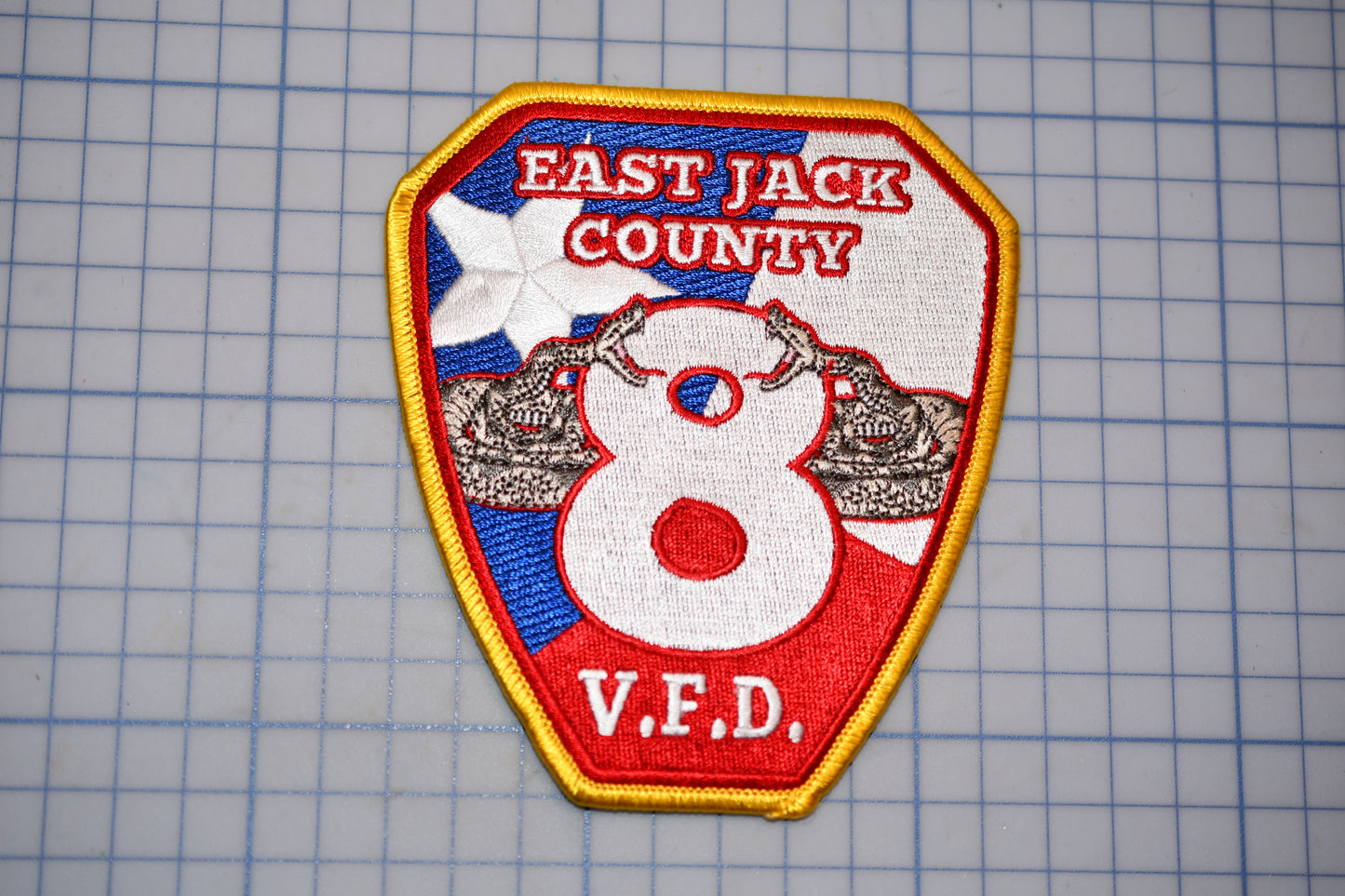 a patch with the words east jack county on it