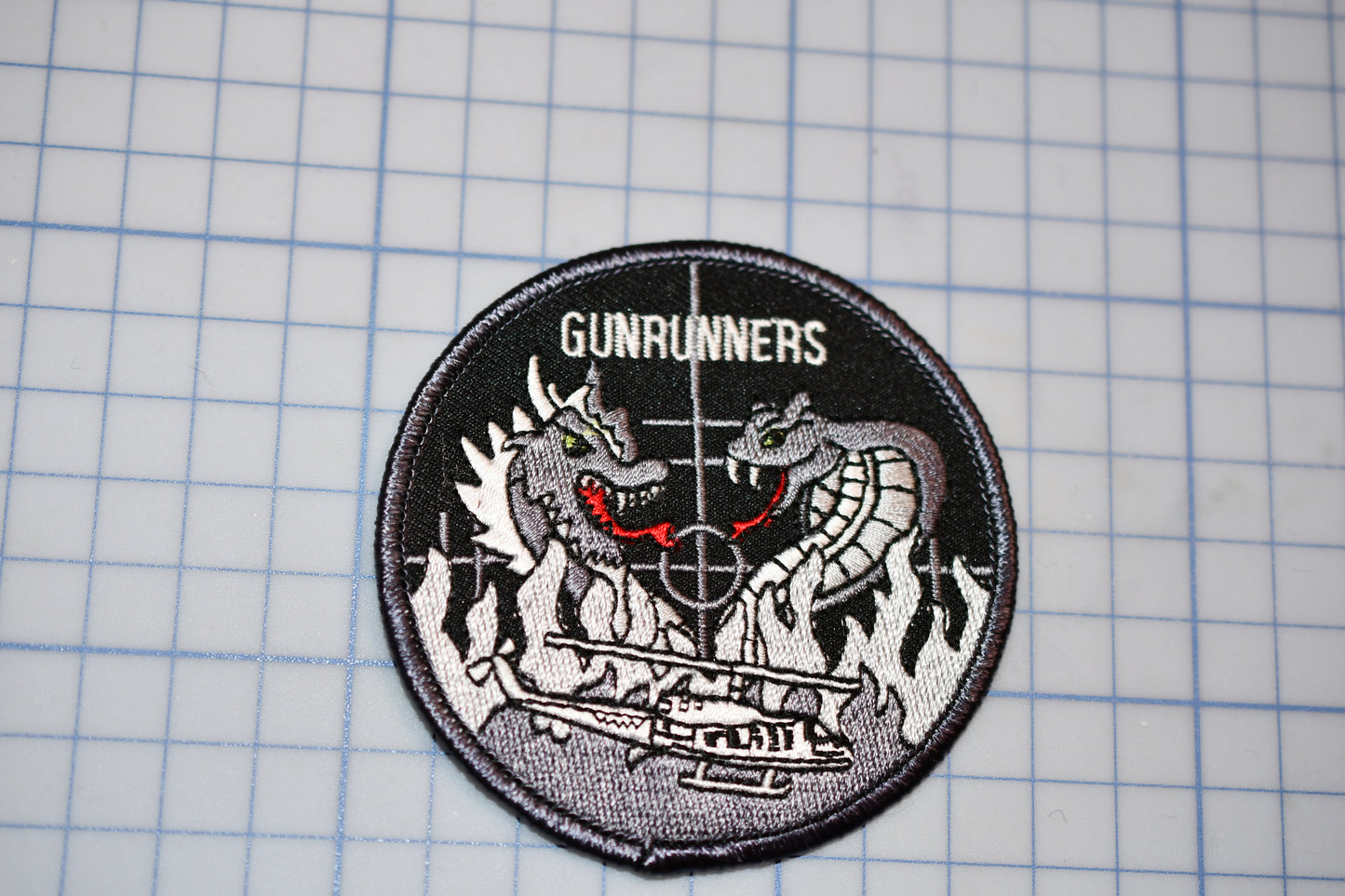 a close up of a patch on a table