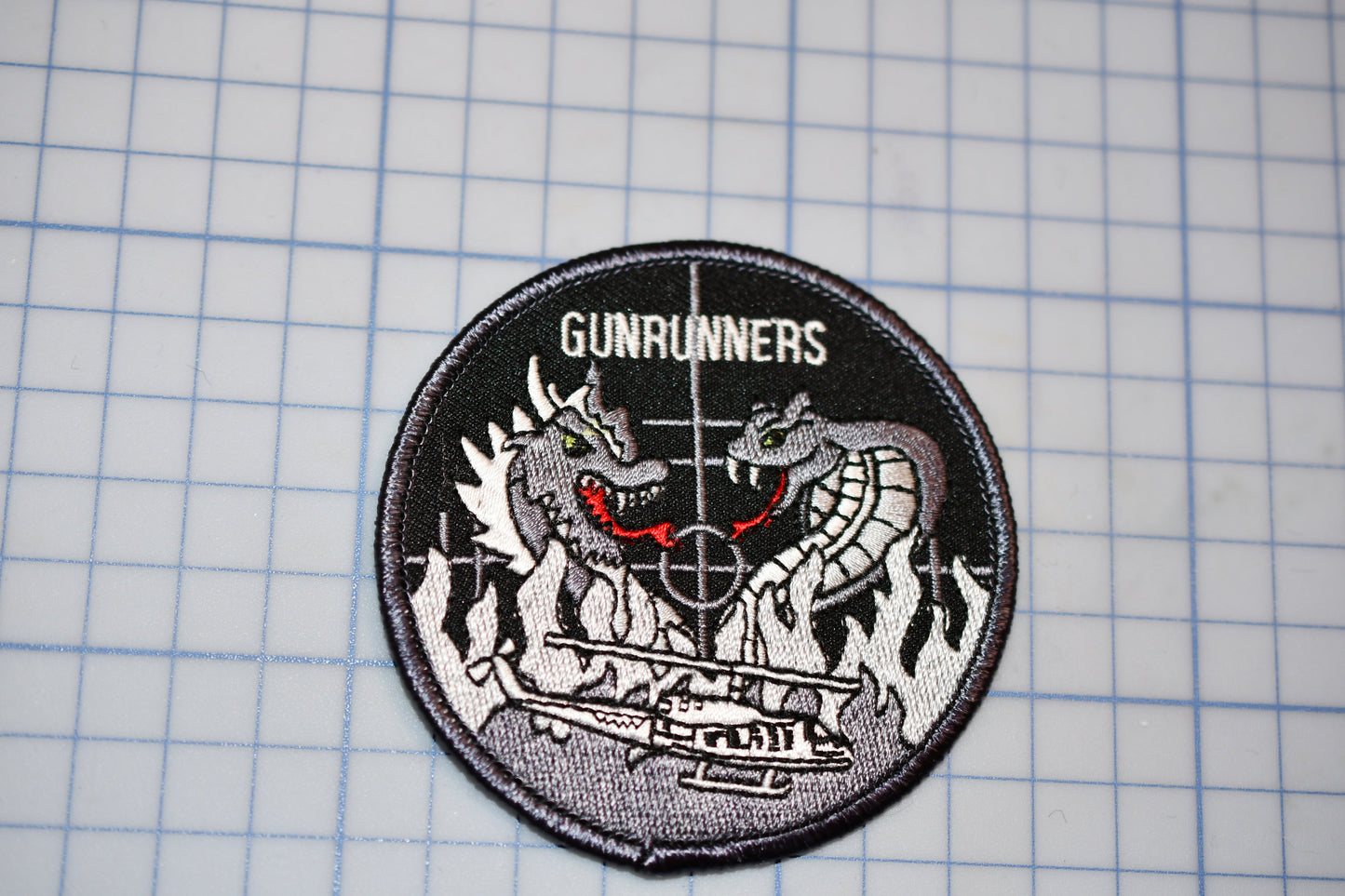 a close up of a patch on a table