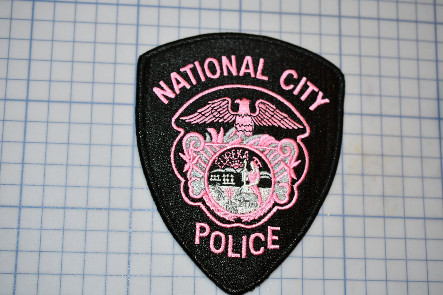 a police patch with the words national city police on it