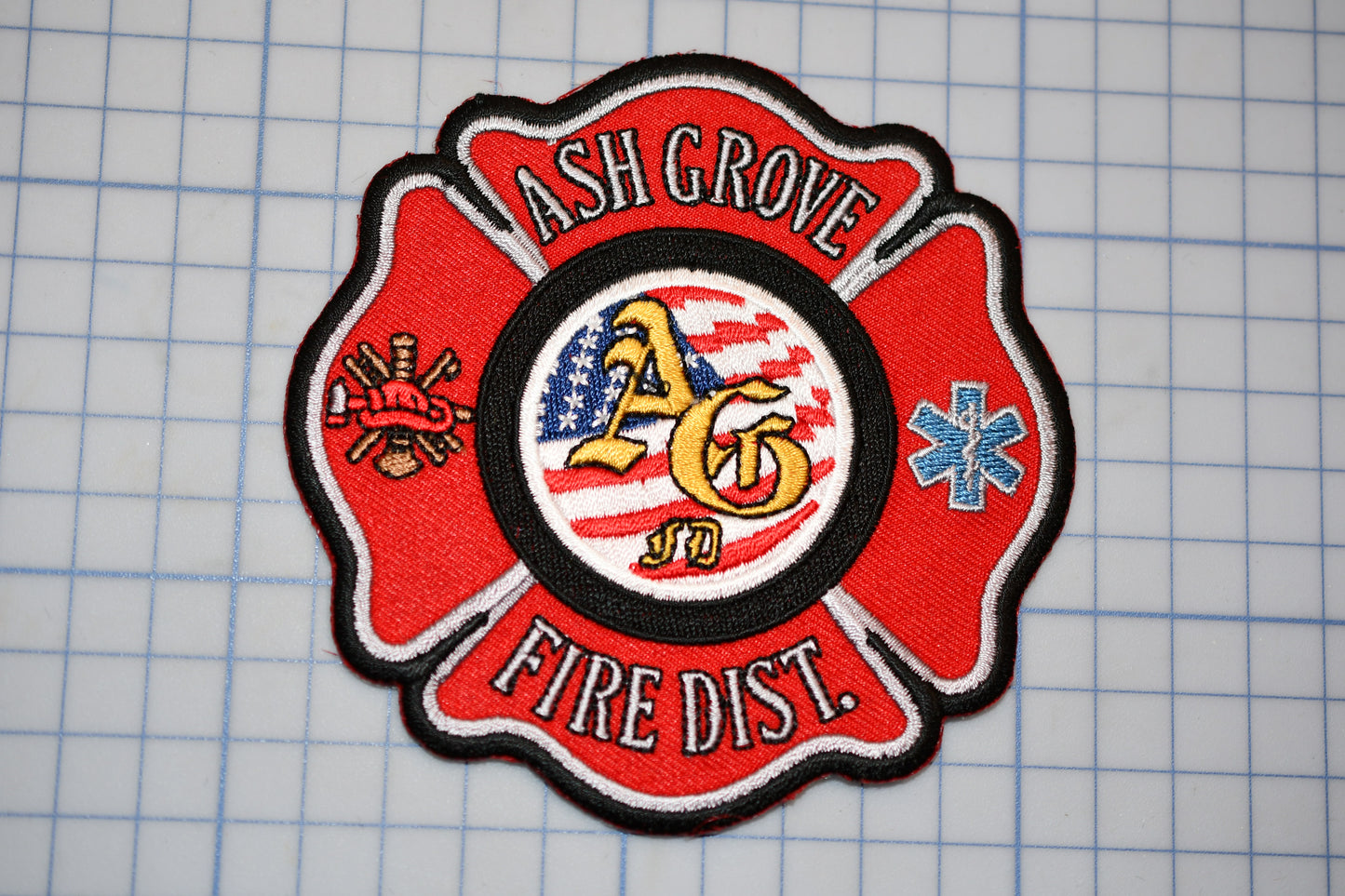 a patch with a fire department emblem on it