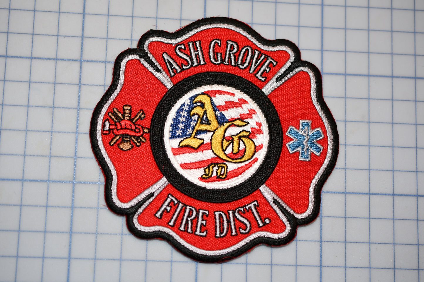 a patch with a fire department emblem on it