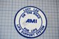 a circular patch with the text "LUCY LEE ON THE ROAD AMI LIFE SUPPORT SYSTEM" embroidered on it.