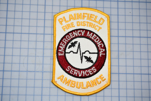 a Plainfield Fire District Emergency Medical Services Ambulance patch.
