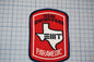 A red and white Texas Department of Health Paramedic (TDI) patch is displayed against a grid background.