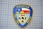 A blue and gold badge with the text "HOUSTON FIRE - EMERGENCY RESCUE" and a Texas state flag, representing the Houston Fire and Emergency Services.
