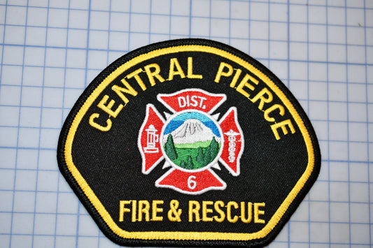 A patch with the text "CENTRAL PIERCE FIRE & RESCUE" and a fire department emblem, indicating it is a badge or patch from the Central Pierce Fire & Rescue department.