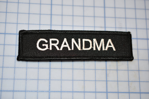 a black and white patch with the word grandma on it