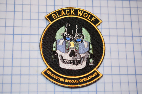 US Army Black Wolf "Helicopter Special Operations" Patch (Hook & Loop) (B29-347)