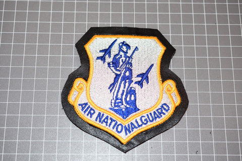 USAF Air National Guard Patch - Embroidered On Leather (Hook & Loop)   ( US-MIL  )