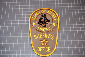 County Of Sussex Virginia Sheriff's Department K9 Patch (B6)