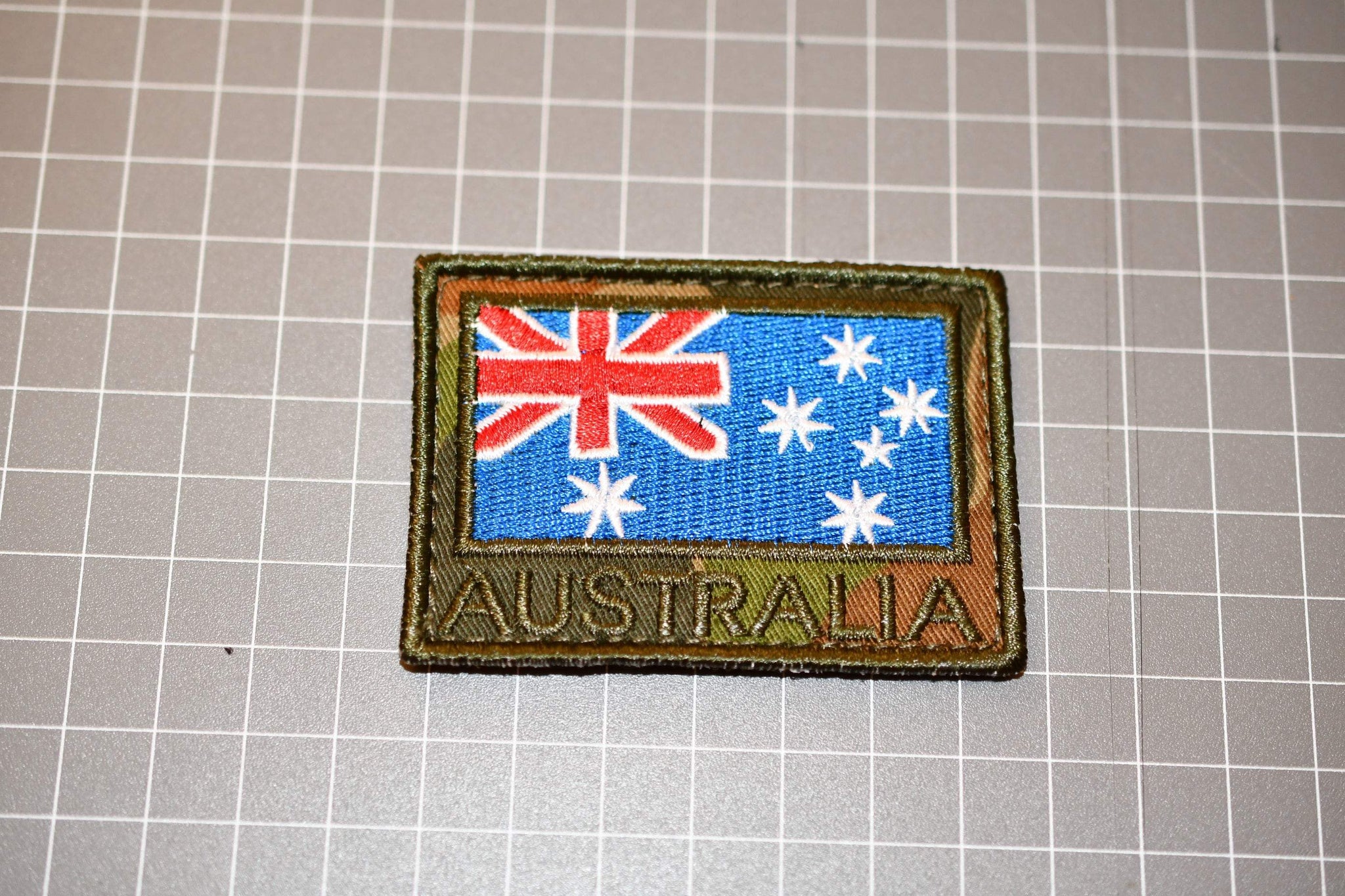 Australia Flag Patch - AUSTRALIA On Auscam (Blue Flag - Subdued Writing) (Hook & Loop) (B22)